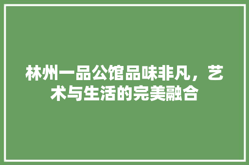 林州一品公馆品味非凡，艺术与生活的完美融合