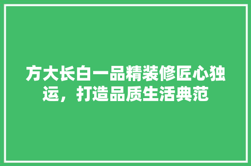 方大长白一品精装修匠心独运，打造品质生活典范