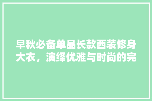 早秋必备单品长款西装修身大衣，演绎优雅与时尚的完美融合