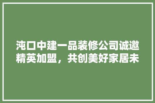 沌口中建一品装修公司诚邀精英加盟，共创美好家居未来
