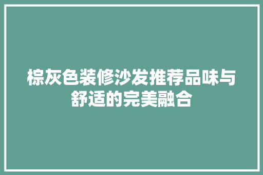 棕灰色装修沙发推荐品味与舒适的完美融合