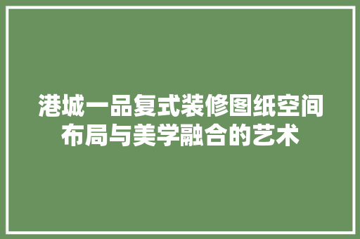 港城一品复式装修图纸空间布局与美学融合的艺术