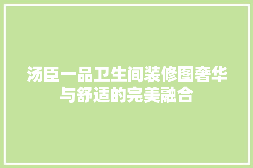 汤臣一品卫生间装修图奢华与舒适的完美融合