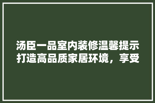 汤臣一品室内装修温馨提示打造高品质家居环境，享受美好生活