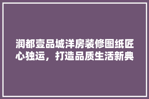 润都壹品城洋房装修图纸匠心独运，打造品质生活新典范