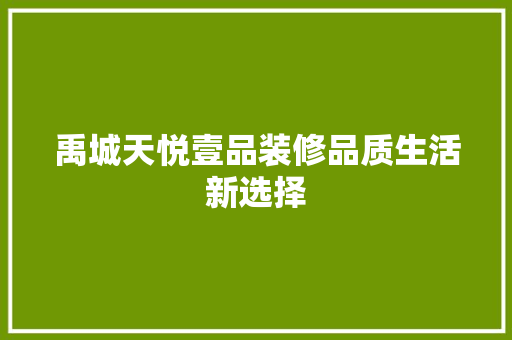 禹城天悦壹品装修品质生活新选择