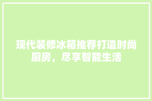 现代装修冰箱推荐打造时尚厨房，尽享智能生活