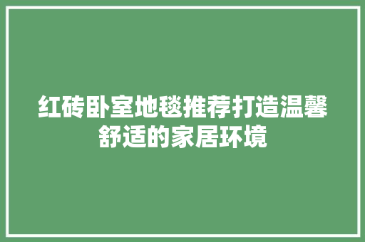 红砖卧室地毯推荐打造温馨舒适的家居环境