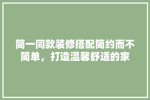 简一同款装修搭配简约而不简单，打造温馨舒适的家