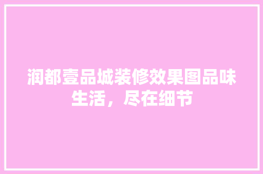 润都壹品城装修效果图品味生活，尽在细节