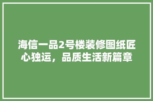 海信一品2号楼装修图纸匠心独运，品质生活新篇章