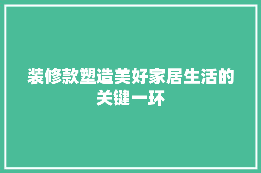 装修款塑造美好家居生活的关键一环