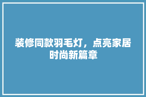 装修同款羽毛灯，点亮家居时尚新篇章