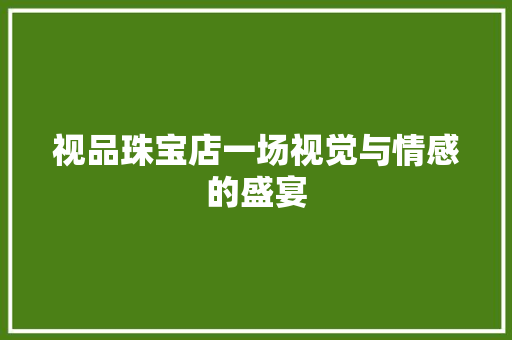 视品珠宝店一场视觉与情感的盛宴