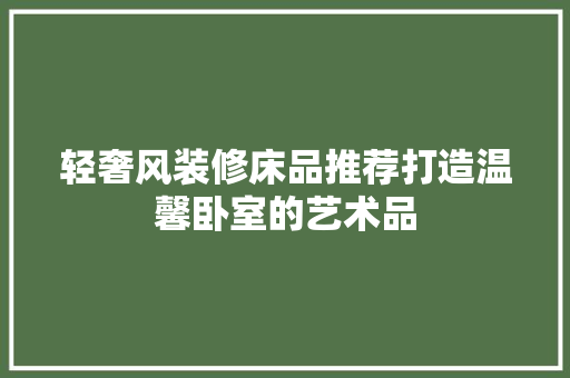 轻奢风装修床品推荐打造温馨卧室的艺术品