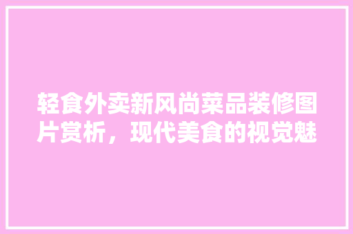 轻食外卖新风尚菜品装修图片赏析，现代美食的视觉魅力