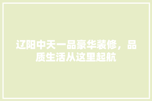 辽阳中天一品豪华装修，品质生活从这里起航
