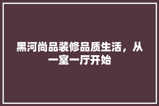 黑河尚品装修品质生活，从一室一厅开始