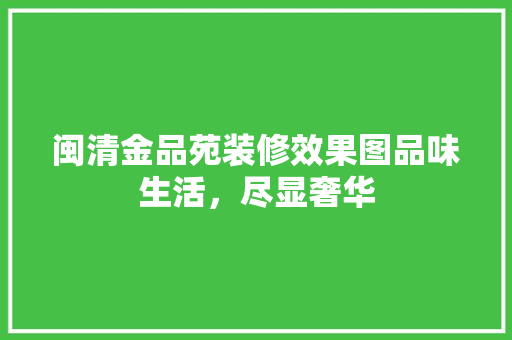 闽清金品苑装修效果图品味生活，尽显奢华