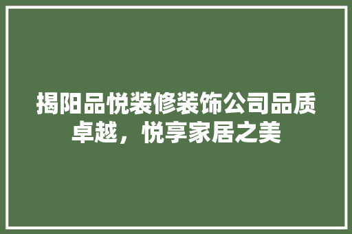 揭阳品悦装修装饰公司品质卓越，悦享家居之美