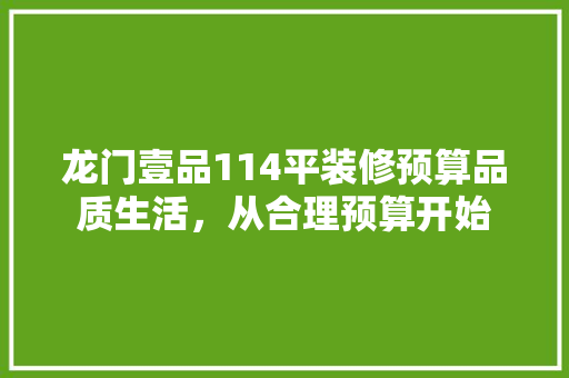 龙门壹品114平装修预算品质生活，从合理预算开始