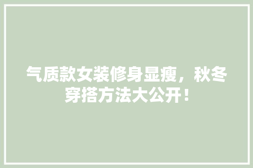 气质款女装修身显瘦，秋冬穿搭方法大公开！