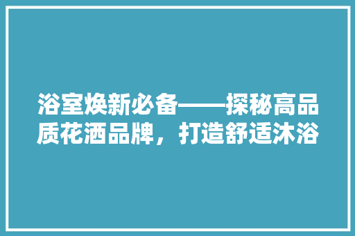 浴室焕新必备——探秘高品质花洒品牌，打造舒适沐浴体验