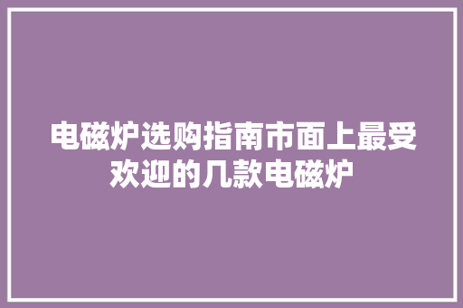 电磁炉选购指南市面上最受欢迎的几款电磁炉