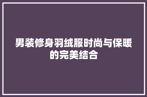 男装修身羽绒服时尚与保暖的完美结合