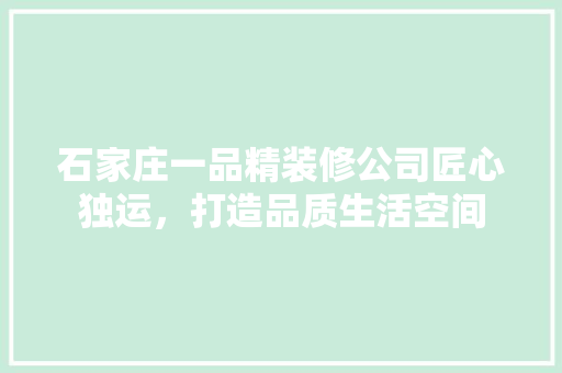 石家庄一品精装修公司匠心独运，打造品质生活空间  第1张
