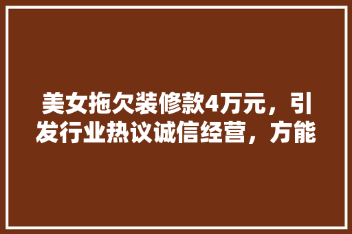 美女拖欠装修款4万元，引发行业热议诚信经营，方能共赢