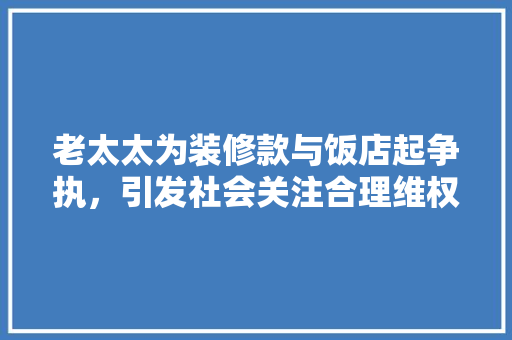 老太太为装修款与饭店起争执，引发社会关注合理维权与公共秩序的平衡之路