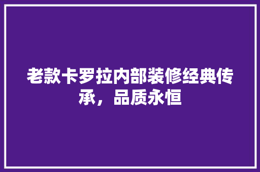 老款卡罗拉内部装修经典传承，品质永恒