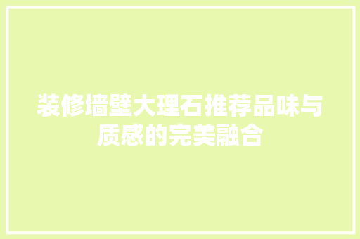 装修墙壁大理石推荐品味与质感的完美融合