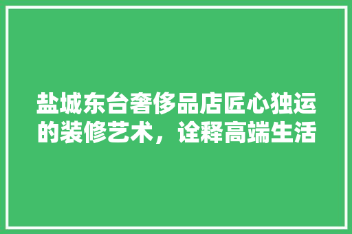 盐城东台奢侈品店匠心独运的装修艺术，诠释高端生活方式