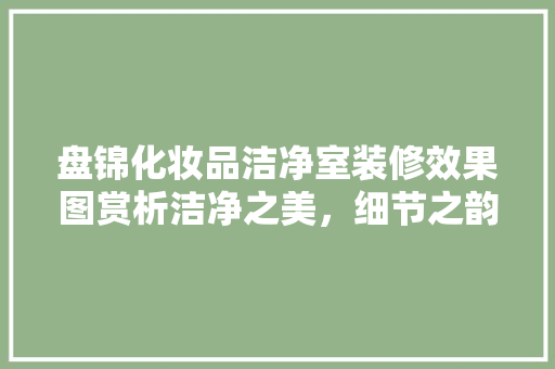 盘锦化妆品洁净室装修效果图赏析洁净之美，细节之韵