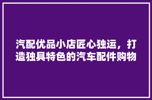 汽配优品小店匠心独运，打造独具特色的汽车配件购物空间