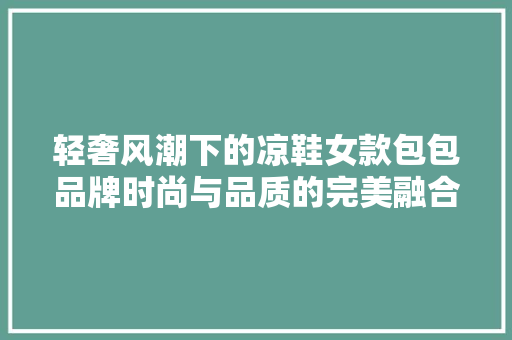 轻奢风潮下的凉鞋女款包包品牌时尚与品质的完美融合