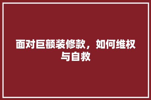 面对巨额装修款，如何维权与自救