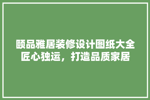 颐品雅居装修设计图纸大全匠心独运，打造品质家居