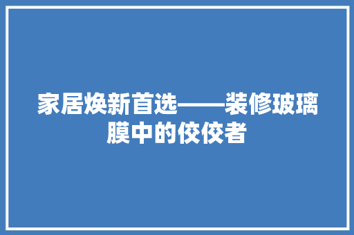 家居焕新首选——装修玻璃膜中的佼佼者  第1张