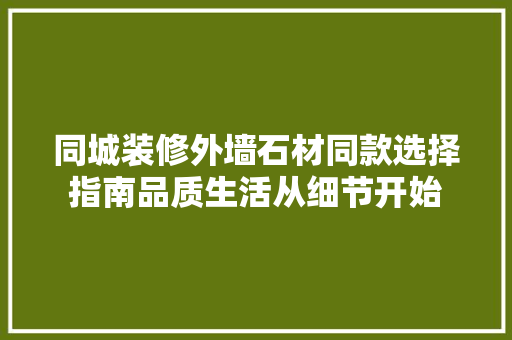 同城装修外墙石材同款选择指南品质生活从细节开始