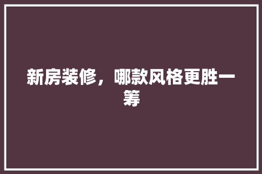 新房装修，哪款风格更胜一筹