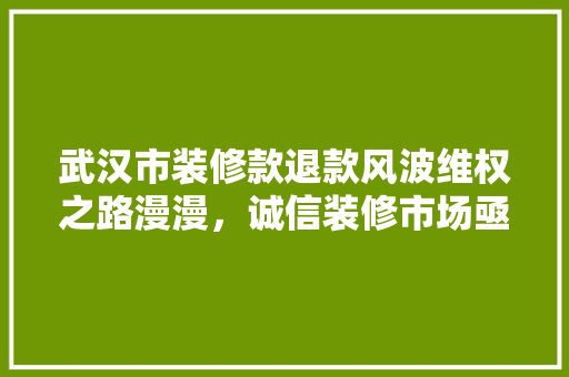 武汉市装修款退款风波维权之路漫漫，诚信装修市场亟待规范
