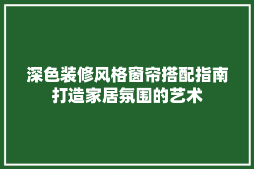 深色装修风格窗帘搭配指南打造家居氛围的艺术