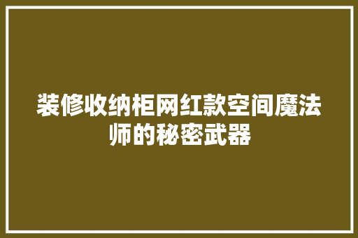 装修收纳柜网红款空间魔法师的秘密武器  第1张