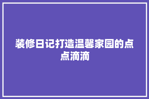 装修日记打造温馨家园的点点滴滴
