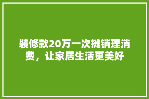 装修款20万一次摊销理消费，让家居生活更美好