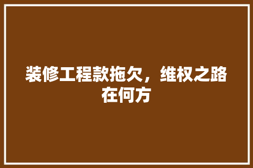 装修工程款拖欠，维权之路在何方  第1张