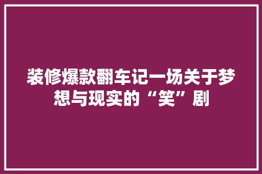 装修爆款翻车记一场关于梦想与现实的“笑”剧